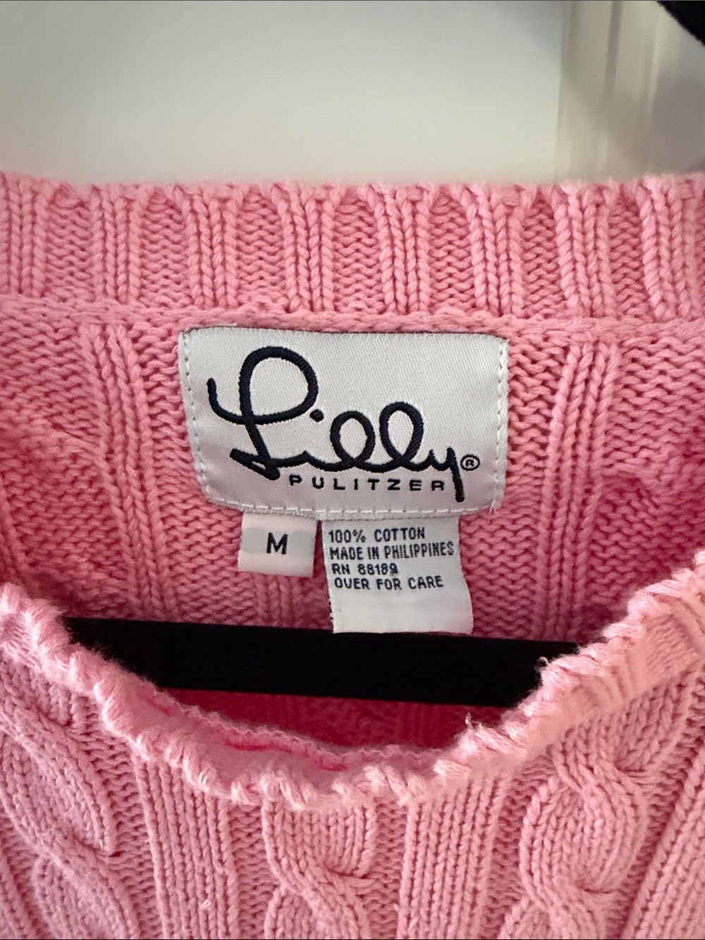 Lilly Pulitzer vintage Pink preppy Cable-Knit Crewneck Sweater medium - Picture 2 of 7